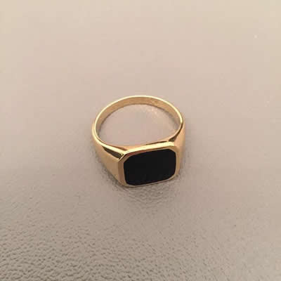 18K Gold Plated Onyx Signet Ring