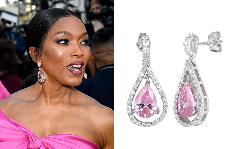 Angela Basset in Sutra Jewels. GettyImages. Sterling Silver Lookalikes. Pink CZ Drop Earrings by Dreamland Jewelry, $25