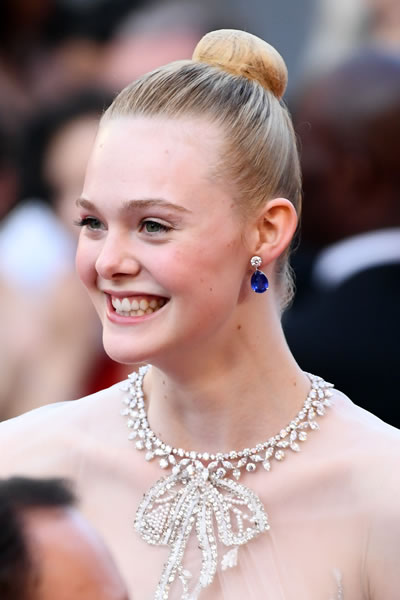 Elle Fanning in diamonds and sapphires by Chopard