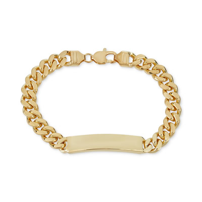 Cuban Chain ID Bracelet in 18K Gold Plate over Sterling Silver at macys.com
