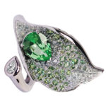 Pear-Shaped Garnet and Diamond Lys Calla Ring by Mathon Paris