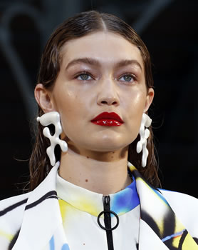 Gigi Hadid in Sculptural Earrings by Off-White 