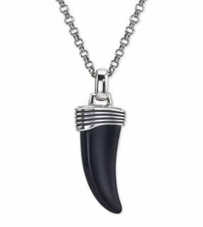 Black Onyx Horn Pendant in Sterling Silver at Macy's