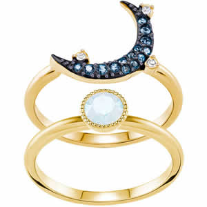 Swarovski Symbolic Moon Ring, Teal, with Mixed Plating $99,
