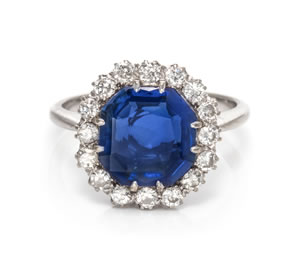 Sapphire and diamond ring available at hindmanauctions.com