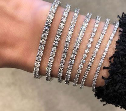 Coming Soon: A New Serena Williams Jewelry Collection | The Return of the Diamond Tennis Bracelet? 5 A Stack of diamond tennis bracelets, which are making a comeback with the introduction of Serena Williams Jewelry Collection