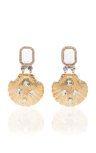 What to Wear to a Wedding This Summer | Are You a Best-Dressed Guest? 12 large Alessandra rich gold white and gold seashell clip earrings