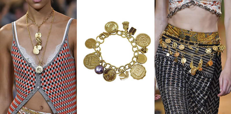 Left and Right: Spring '19 @pacorabanne; Center: Coin Charm Bracelet, on QVC.19. 37.85 on qvc