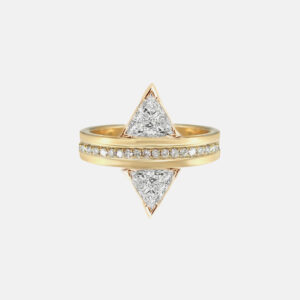 The Highland Ring by Katkim Fine Jewels Features Two Triangle-Cut Diamonds