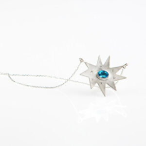 Emily Kuvin Jewelry Stella Sterling Silver Necklace with Blue Topaz
