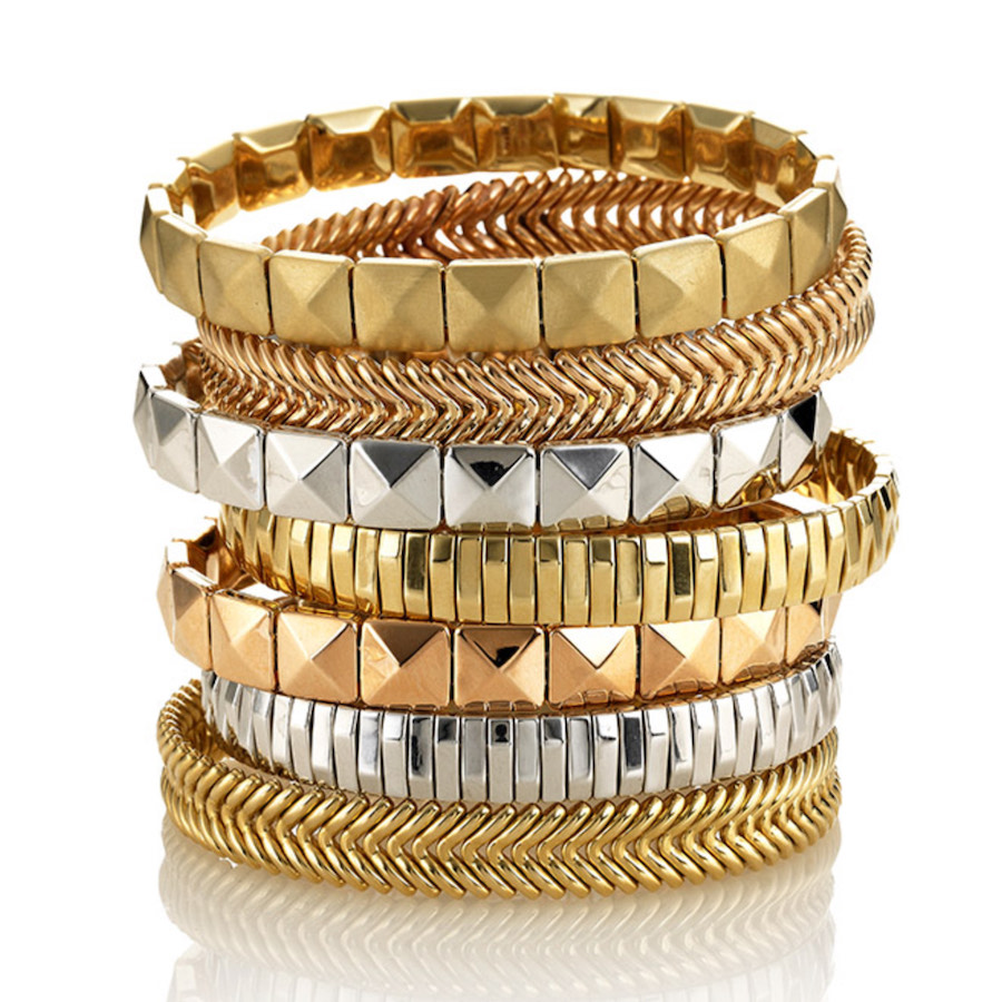 Yellow Gold and White Gold bracelets with different style variations
